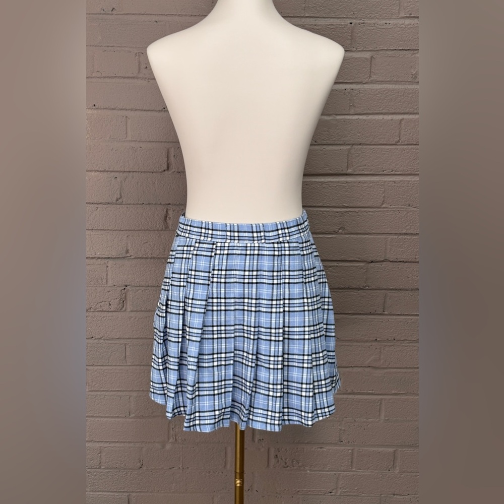 Hollister blue plaid pleated flannel mini skirt S - Picture 8 of 11